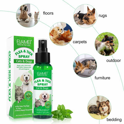 100ml PET Flea & Tick Spray for Dogs&Cats Fresh Fragrance Natural Pet Care Topical Spray