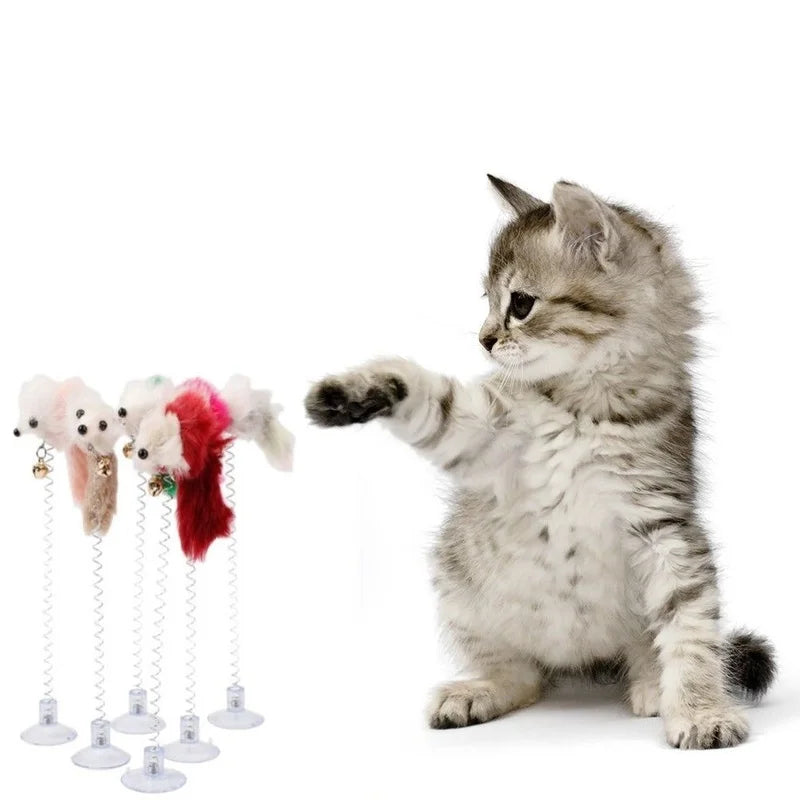 Cartoon Pet Cat Toy Stick Feather Rod Mouse Toy with Mini Bell Cat Catcher Teaser Interactive Cat Toy Kitten игрушки для кошек