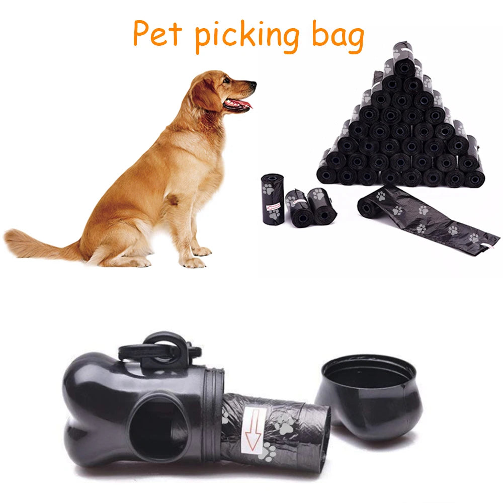 Pet Waste Bag Dispenser, Degradable Pet Dog Waste Poop Bag Pet Waste Clean Poop Bags 6pcs(1 bones 5 garbage bags)