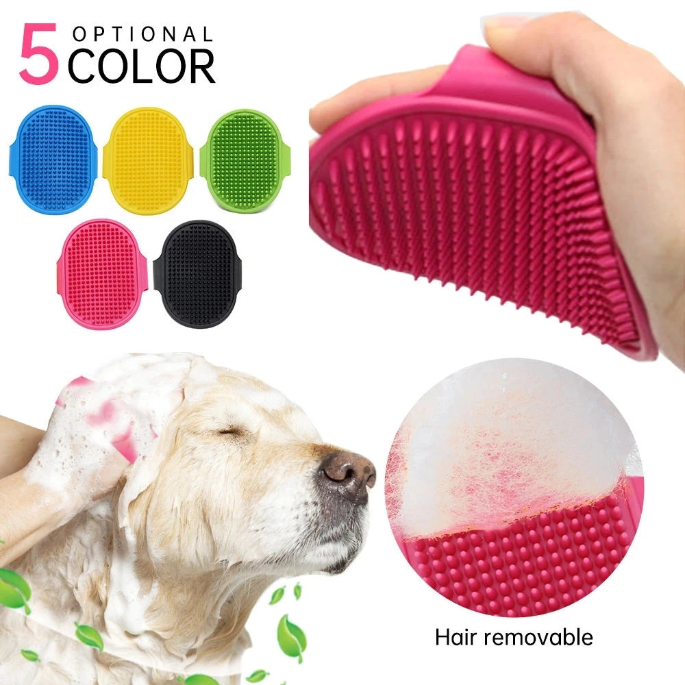 Pet Silicone Bath Brush Hair Grooming Massage Tool Cat Dog Soft Bathroom Washing Gloves Pet Accessories