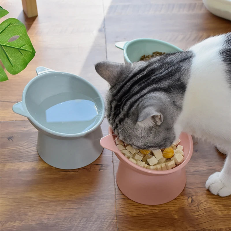 2022 Hot Cat Bowl High Foot Dog Bowl 45°Neck Protector Cat Pet Food Water Bowl Pet Feeding Cup Pet Feeder Bowl
