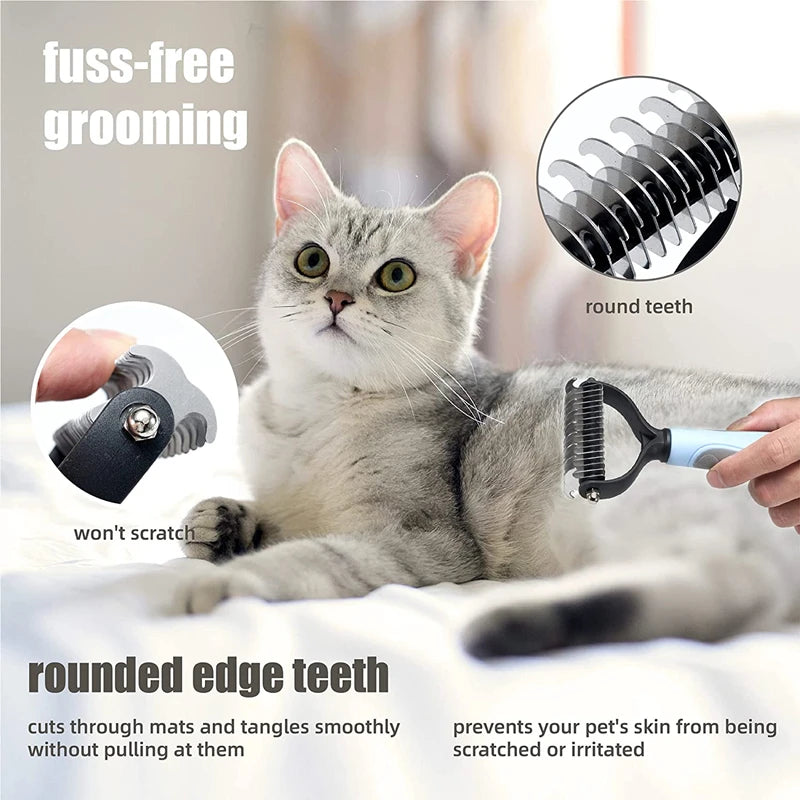 New Hair Removal Comb for Dogs Cat Detangler Fur Trimming Dematting Brush Grooming Tool For matted Long Hair Curly Pet