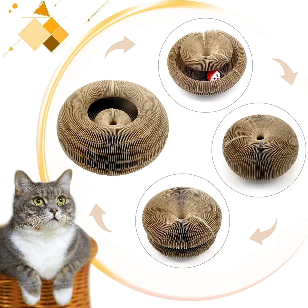Magic Organ Cat Toy Cats Scratcher Scratch Board Round Corrugated Scratching Post Toys for Cats Grinding Claw Cat Accessories